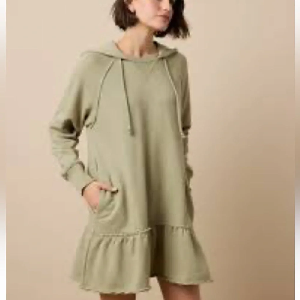 American Eagle Outfitters Olive Hoodie Dress - Picture 1 of 9